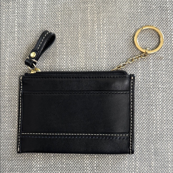 Coach Black Leather Keychain Wallet with Gold Accents & embossing. - Picture 2 of 2